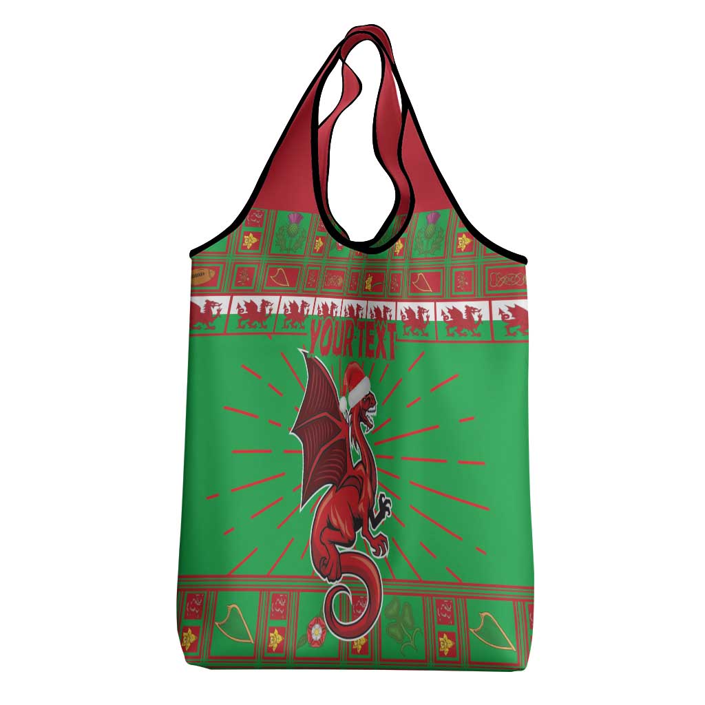Personalized Wales Nadolig Llawen Grocery Bag Welsh Dragon Mascot - Merry Xmas