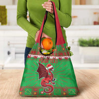 Personalized Wales Nadolig Llawen Grocery Bag Welsh Dragon Mascot - Merry Xmas