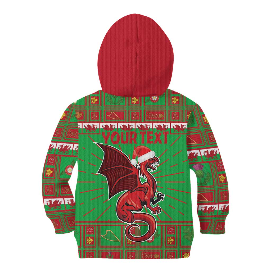 Personalized Wales Nadolig Llawen Kid Hoodie Welsh Dragon Mascot - Merry Xmas - Wonder Print Shop