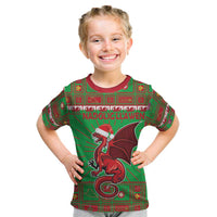 Personalized Wales Nadolig Llawen Kid T Shirt Welsh Dragon Mascot - Merry Xmas - Wonder Print Shop