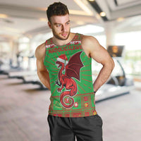 Personalized Wales Nadolig Llawen Men Tank Top Welsh Dragon Mascot - Merry Xmas - Wonder Print Shop