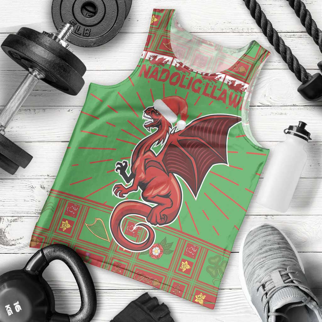 Personalized Wales Nadolig Llawen Men Tank Top Welsh Dragon Mascot - Merry Xmas - Wonder Print Shop