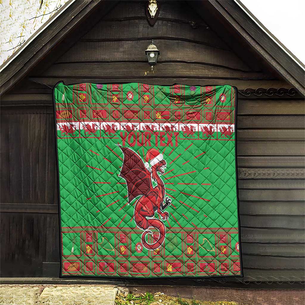 Personalized Wales Nadolig Llawen Quilt Welsh Dragon Mascot - Merry Xmas - Wonder Print Shop