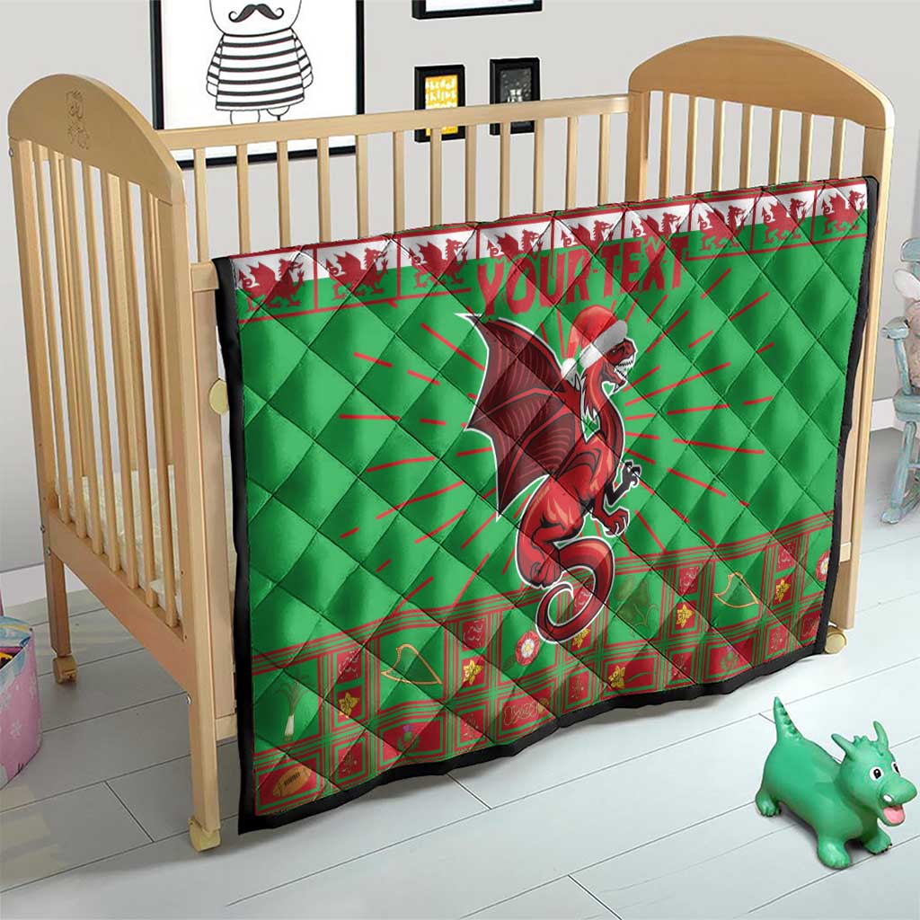 Personalized Wales Nadolig Llawen Quilt Welsh Dragon Mascot - Merry Xmas - Wonder Print Shop