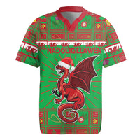Personalized Wales Nadolig Llawen Rugby Jersey Welsh Dragon Mascot - Merry Xmas - Wonder Print Shop
