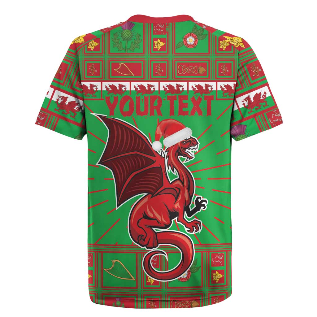 Personalized Wales Nadolig Llawen Rugby Jersey Welsh Dragon Mascot - Merry Xmas - Wonder Print Shop