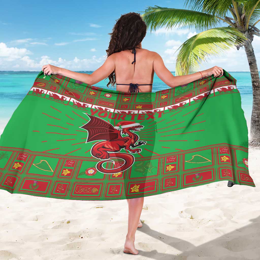Personalized Wales Nadolig Llawen Sarong Welsh Dragon Mascot - Merry Xmas - Wonder Print Shop