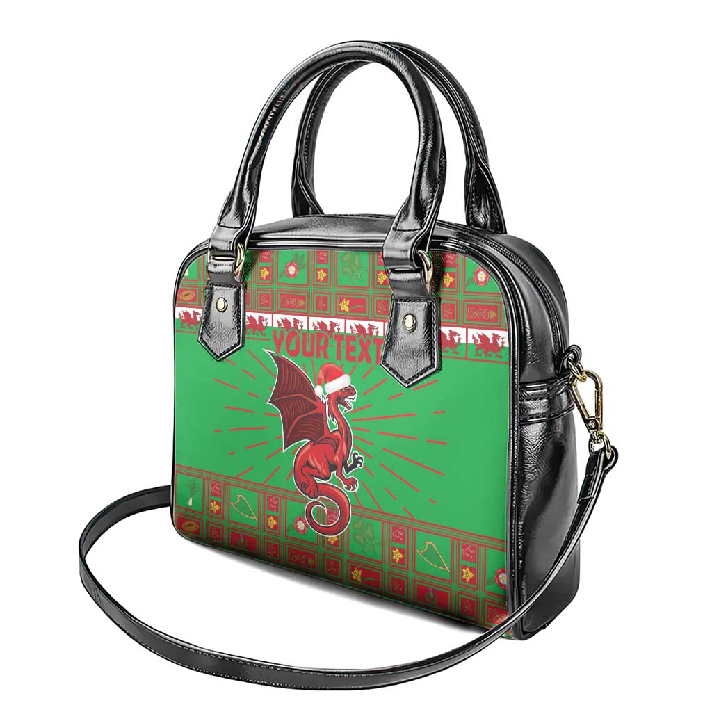 Personalized Wales Nadolig Llawen Shoulder Handbag Welsh Dragon Mascot - Merry Xmas