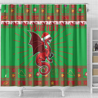 Personalized Wales Nadolig Llawen Shower Curtain Welsh Dragon Mascot - Merry Xmas