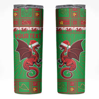 Personalized Wales Nadolig Llawen Skinny Tumbler Welsh Dragon mascot - Merry Xmas - Wonder Print Shop