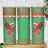 Personalized Wales Nadolig Llawen Skinny Tumbler Welsh Dragon mascot - Merry Xmas - Wonder Print Shop
