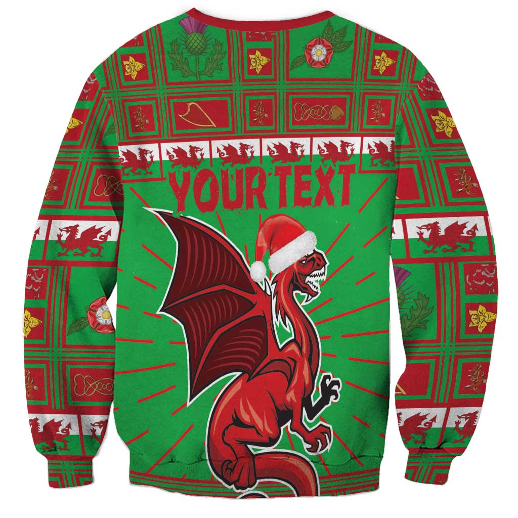 Personalized Wales Nadolig Llawen Sweatshirt Welsh Dragon Mascot - Merry Xmas - Wonder Print Shop