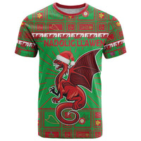 Personalized Wales Nadolig Llawen T Shirt Welsh Dragon Mascot - Merry Xmas - Wonder Print Shop
