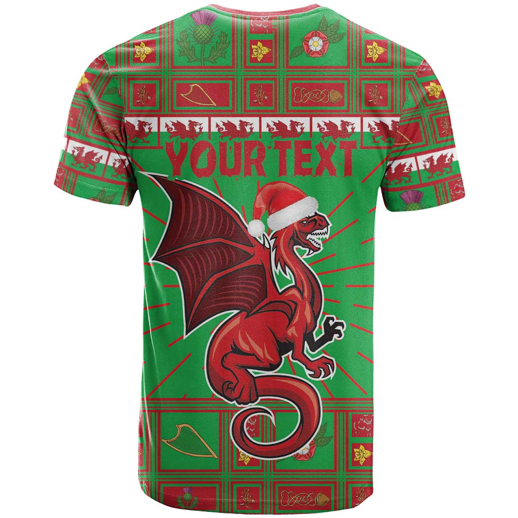 Personalized Wales Nadolig Llawen T Shirt Welsh Dragon Mascot - Merry Xmas - Wonder Print Shop