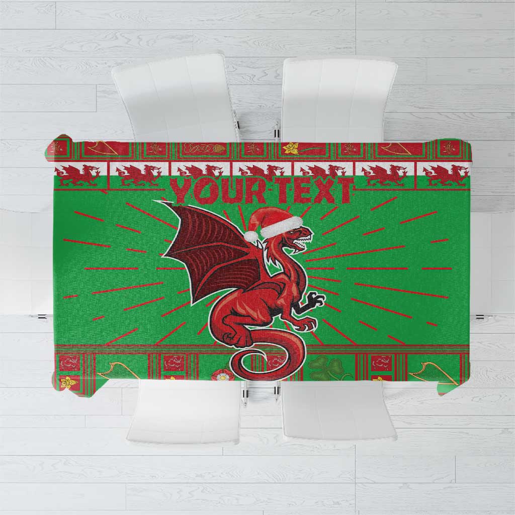 Personalized Wales Nadolig Llawen Tablecloth Welsh Dragon Mascot - Merry Xmas - Wonder Print Shop