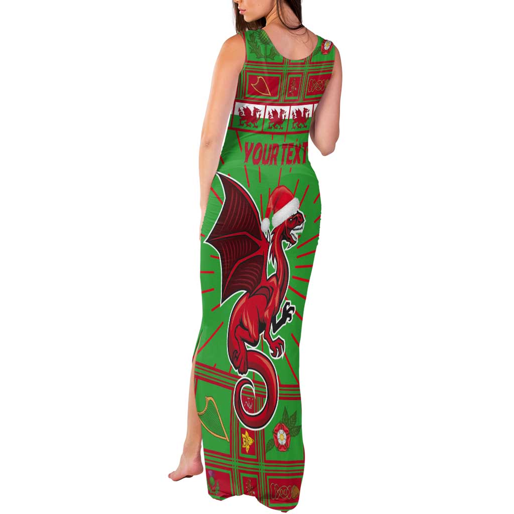 Personalized Wales Nadolig Llawen Tank Maxi Dress Welsh Dragon Mascot - Merry Xmas - Wonder Print Shop