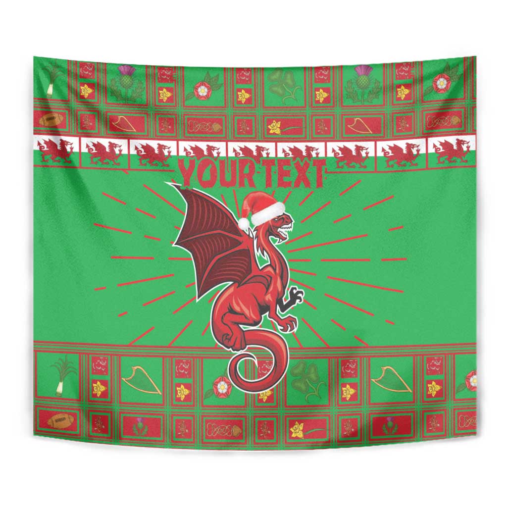 Personalized Wales Nadolig Llawen Tapestry Welsh Dragon Mascot - Merry Xmas - Wonder Print Shop