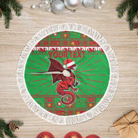 Personalized Wales Nadolig Llawen Tree Skirt Welsh Dragon mascot - Merry Xmas - Wonder Print Shop