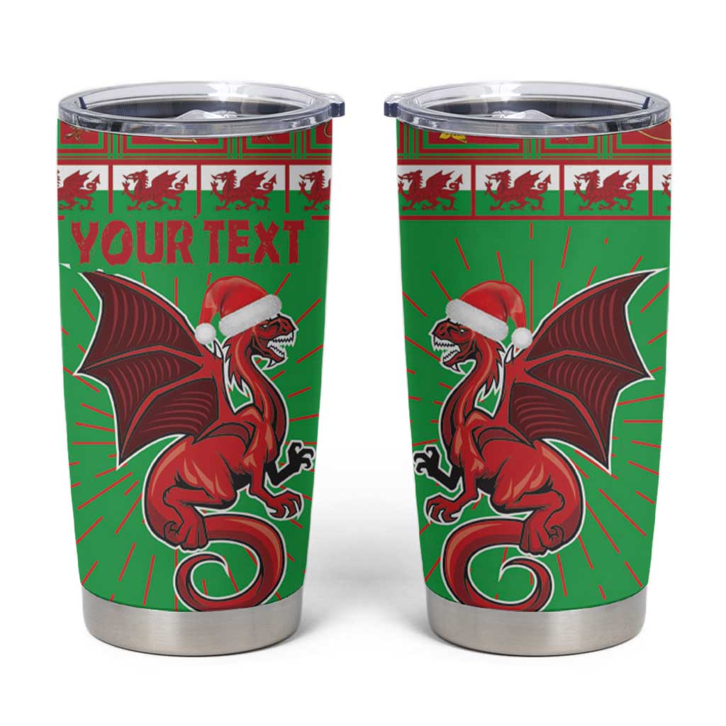 Personalized Wales Nadolig Llawen Tumbler Cup Welsh Dragon mascot - Merry Xmas - Wonder Print Shop