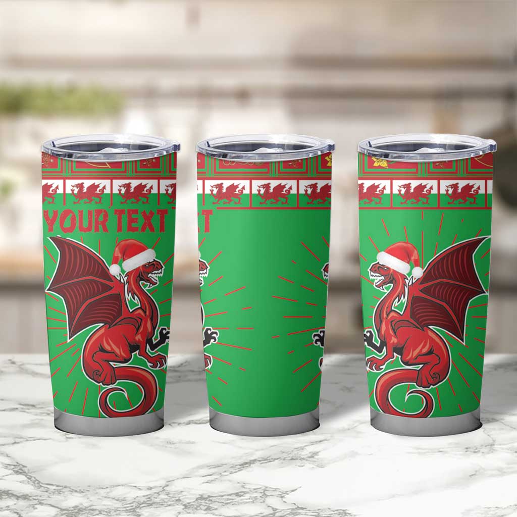 Personalized Wales Nadolig Llawen Tumbler Cup Welsh Dragon mascot - Merry Xmas - Wonder Print Shop