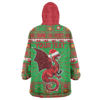 Personalized Wales Nadolig Llawen Wearable Blanket Hoodie Welsh Dragon Mascot - Merry Xmas - Wonder Print Shop