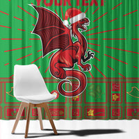 Personalized Wales Nadolig Llawen Window Curtain Welsh Dragon Mascot - Merry Xmas - Wonder Print Shop