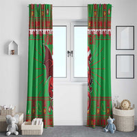 Personalized Wales Nadolig Llawen Window Curtain Welsh Dragon Mascot - Merry Xmas - Wonder Print Shop