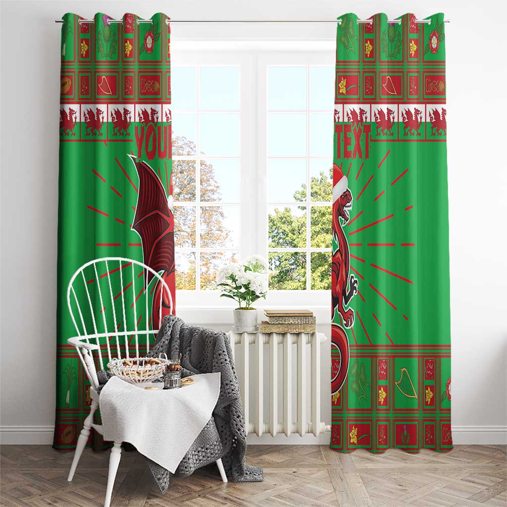 Personalized Wales Nadolig Llawen Window Curtain Welsh Dragon Mascot - Merry Xmas - Wonder Print Shop
