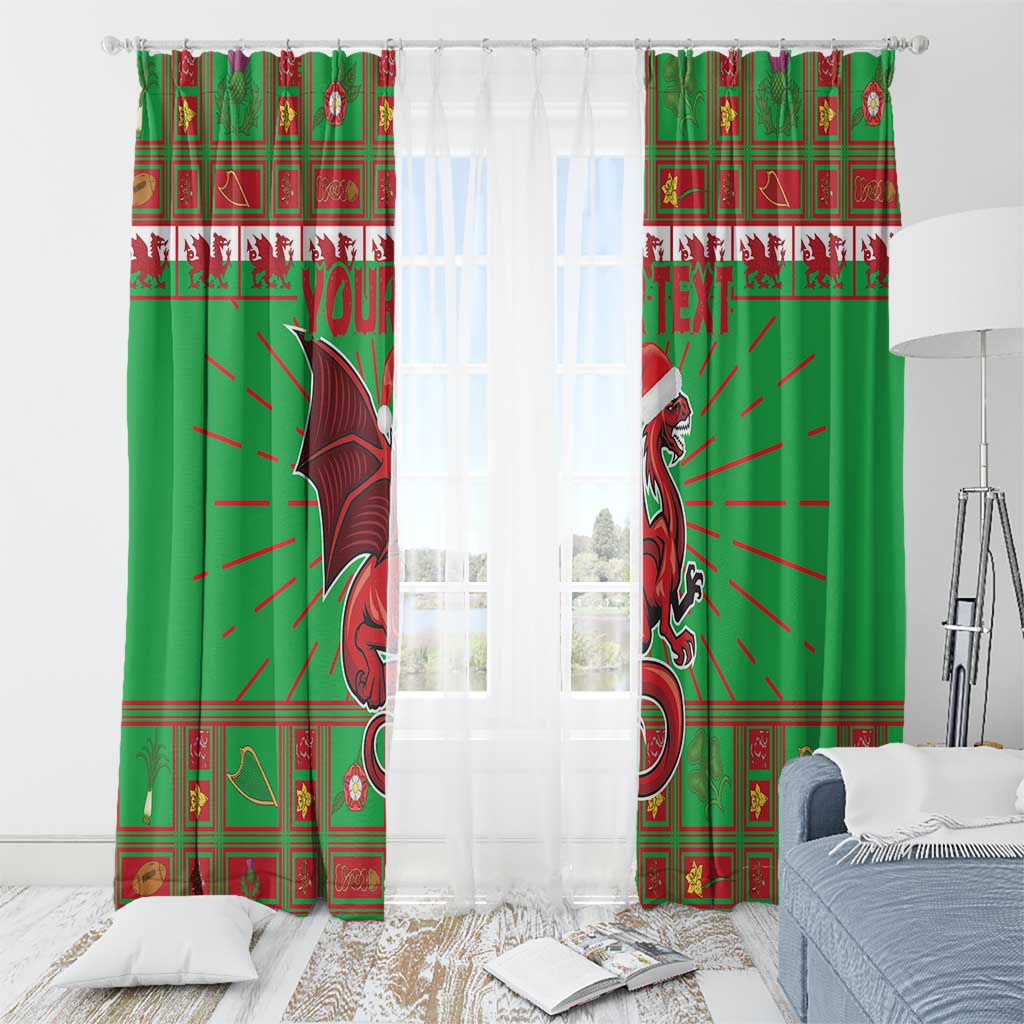 Personalized Wales Nadolig Llawen Window Curtain Welsh Dragon Mascot - Merry Xmas - Wonder Print Shop