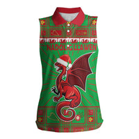 Personalized Wales Nadolig Llawen Women Sleeveless Polo Shirt Welsh Dragon Mascot - Merry Xmas - Wonder Print Shop