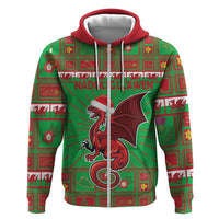 Personalized Wales Nadolig Llawen Zip Hoodie Welsh Dragon Mascot - Merry Xmas - Wonder Print Shop