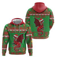 Personalized Wales Nadolig Llawen Zip Hoodie Welsh Dragon Mascot - Merry Xmas - Wonder Print Shop