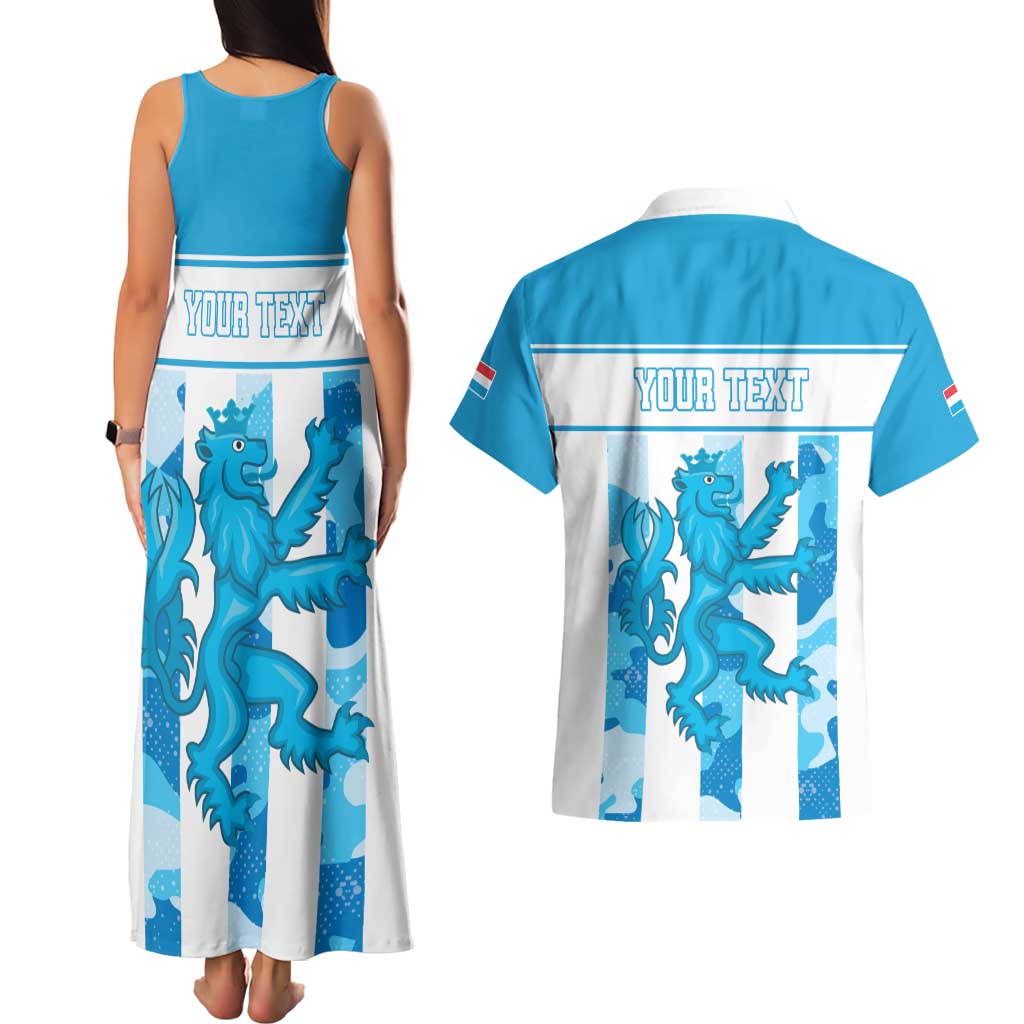 Personalized Luxembourg Couples Matching Tank Maxi Dress and Hawaiian Shirt Roude Leiw Grunge Style - Wonder Print Shop