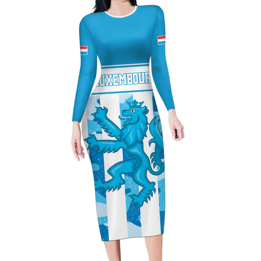 Personalized Luxembourg Family Matching Long Sleeve Bodycon Dress and Hawaiian Shirt Roude Leiw Grunge Style - Wonder Print Shop