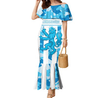 Personalized Luxembourg Family Matching Mermaid Dress and Hawaiian Shirt Roude Leiw Grunge Style - Wonder Print Shop