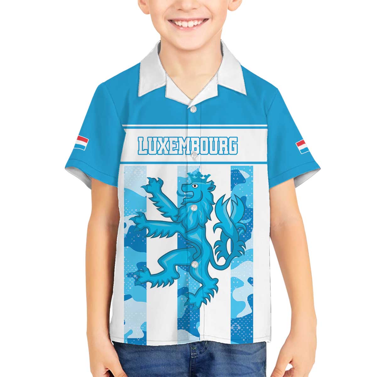 Personalized Luxembourg Family Matching Off The Shoulder Long Sleeve Dress and Hawaiian Shirt Roude Leiw Grunge Style - Wonder Print Shop