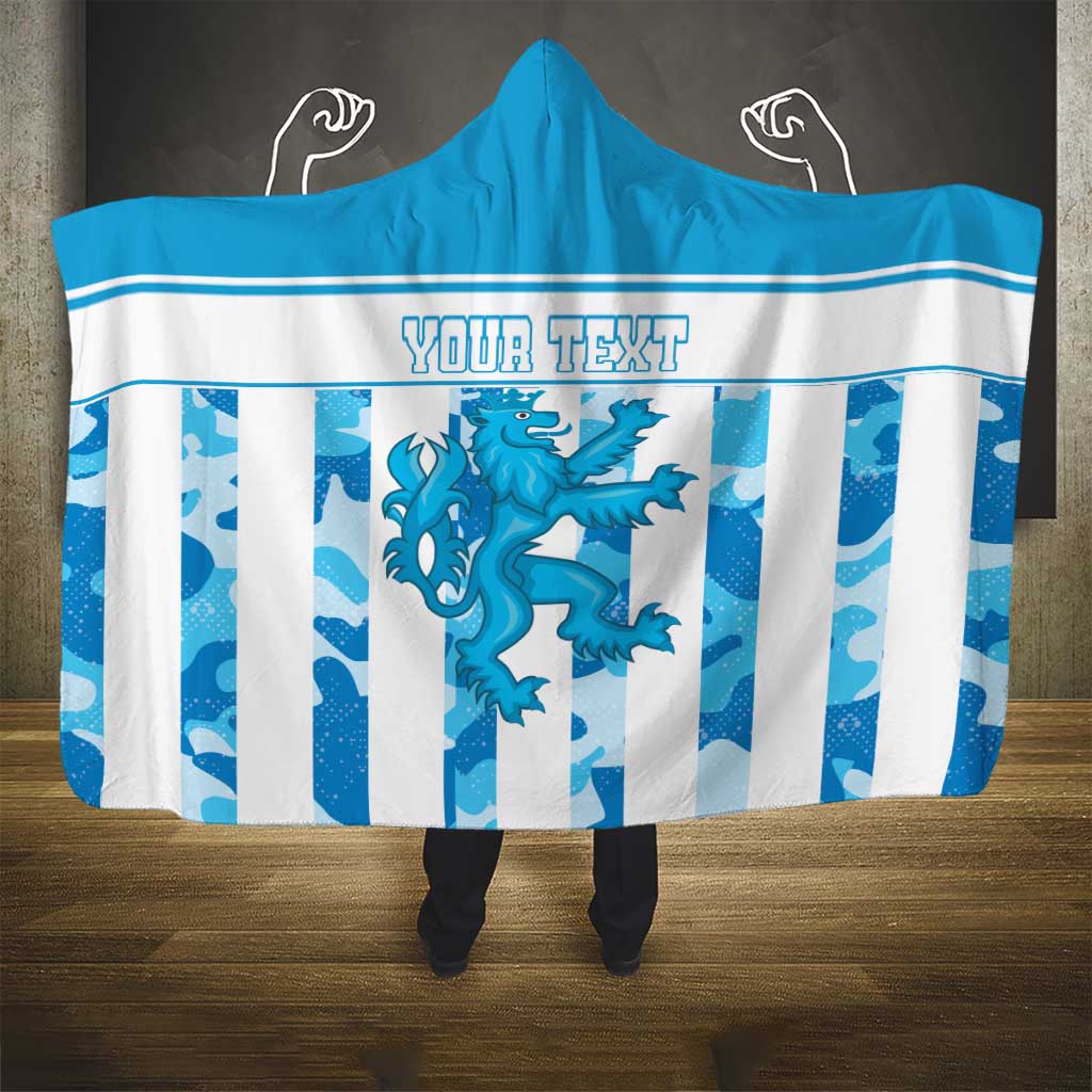 Personalized Luxembourg Hooded Blanket Roude Leiw Grunge Style