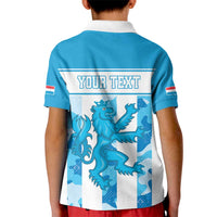 Personalized Luxembourg Kid Polo Shirt Roude Leiw Grunge Style - Wonder Print Shop