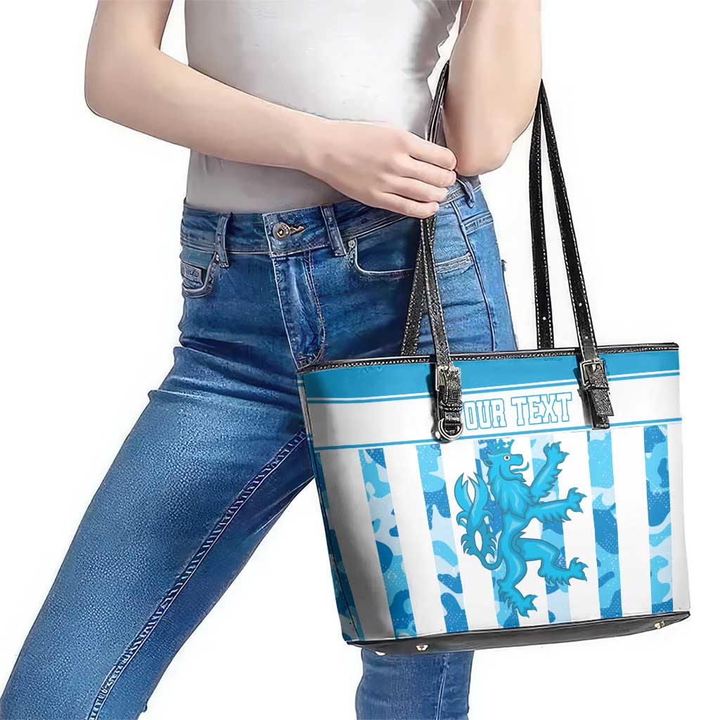 Personalized Luxembourg Leather Tote Bag Roude Leiw Grunge Style - Wonder Print Shop