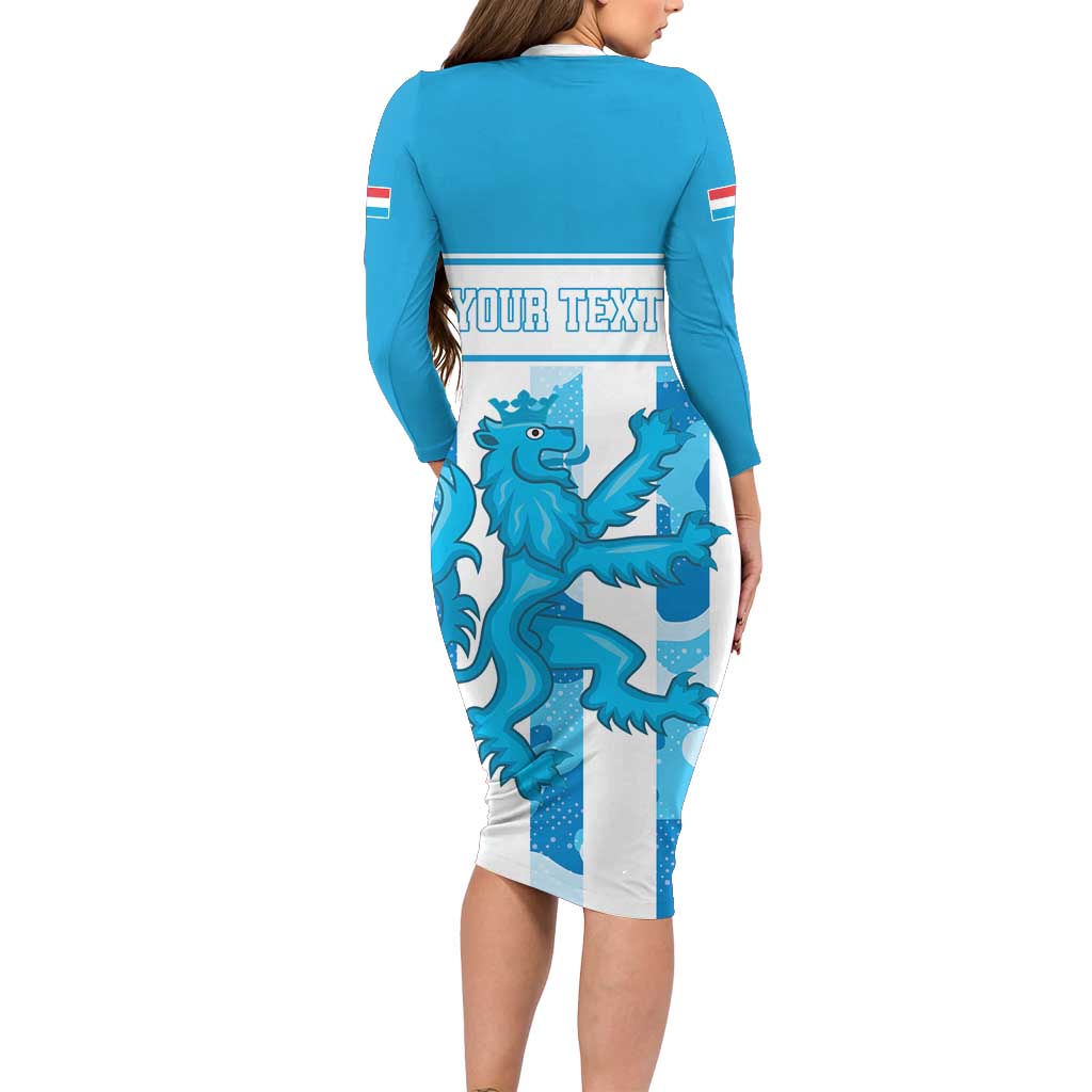 Personalized Luxembourg Long Sleeve Bodycon Dress Roude Leiw Grunge Style - Wonder Print Shop