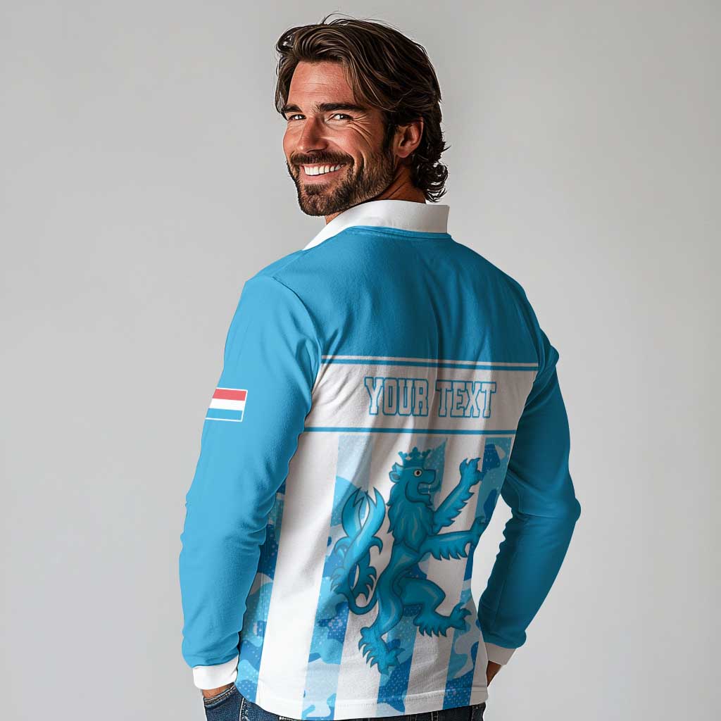 Personalized Luxembourg Long Sleeve Polo Shirt Roude Leiw Grunge Style - Wonder Print Shop