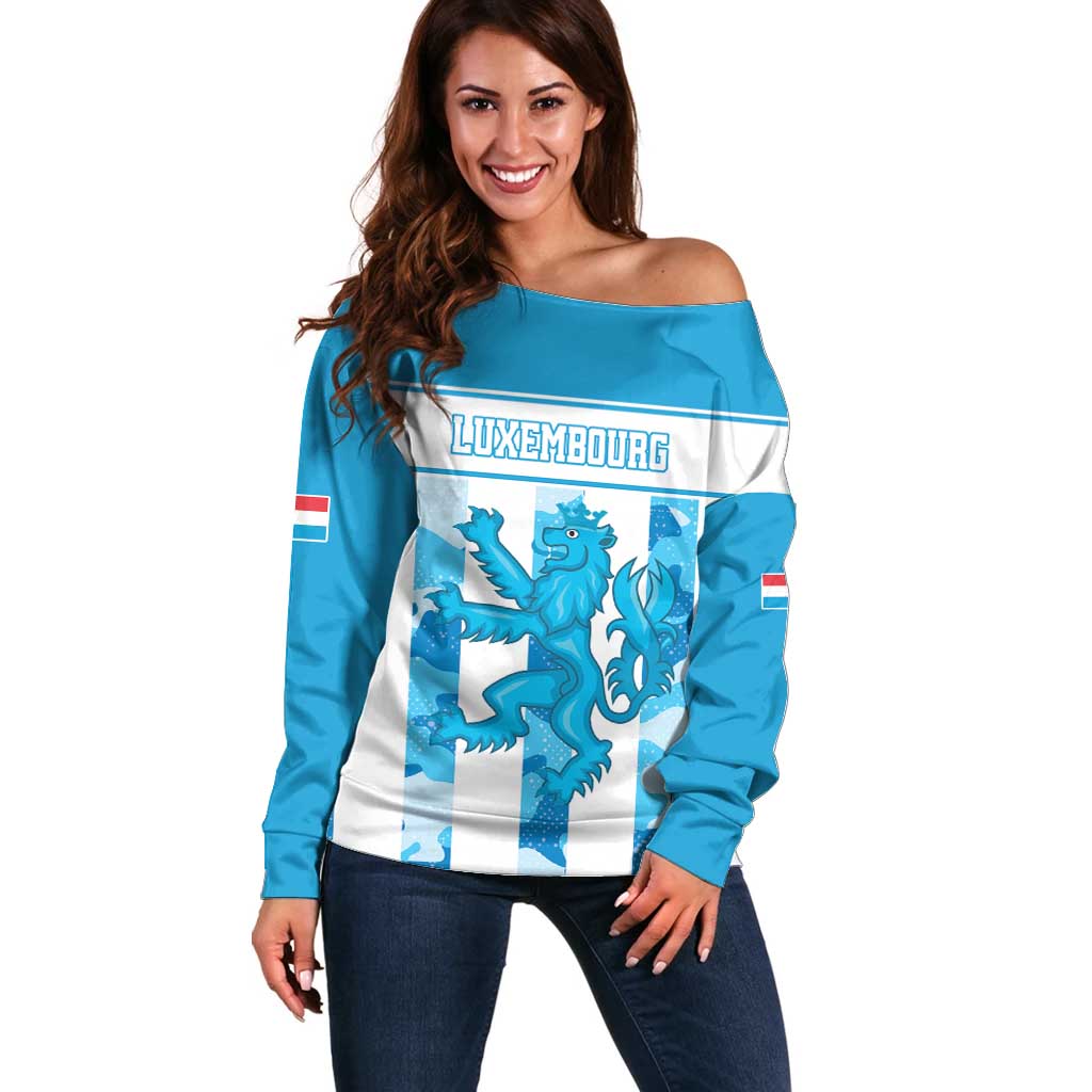 Personalized Luxembourg Off Shoulder Sweater Roude Leiw Grunge Style - Wonder Print Shop