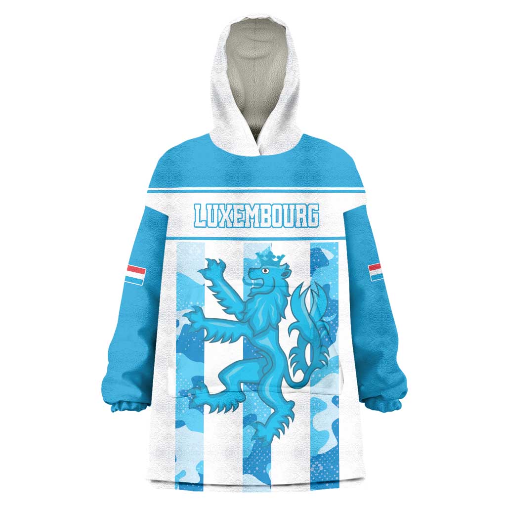 Personalized Luxembourg Wearable Blanket Hoodie Roude Leiw Grunge Style - Wonder Print Shop