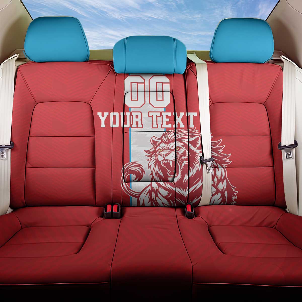 Custom Luxembourg Football Back Car Seat Cover Les Lions Rouges - Wonder Print Shop