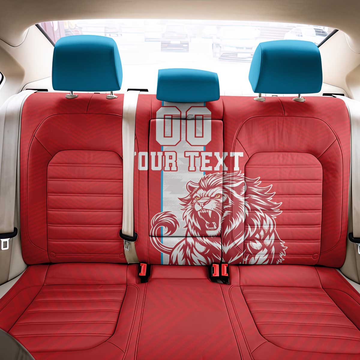 Custom Luxembourg Football Back Car Seat Cover Les Lions Rouges - Wonder Print Shop