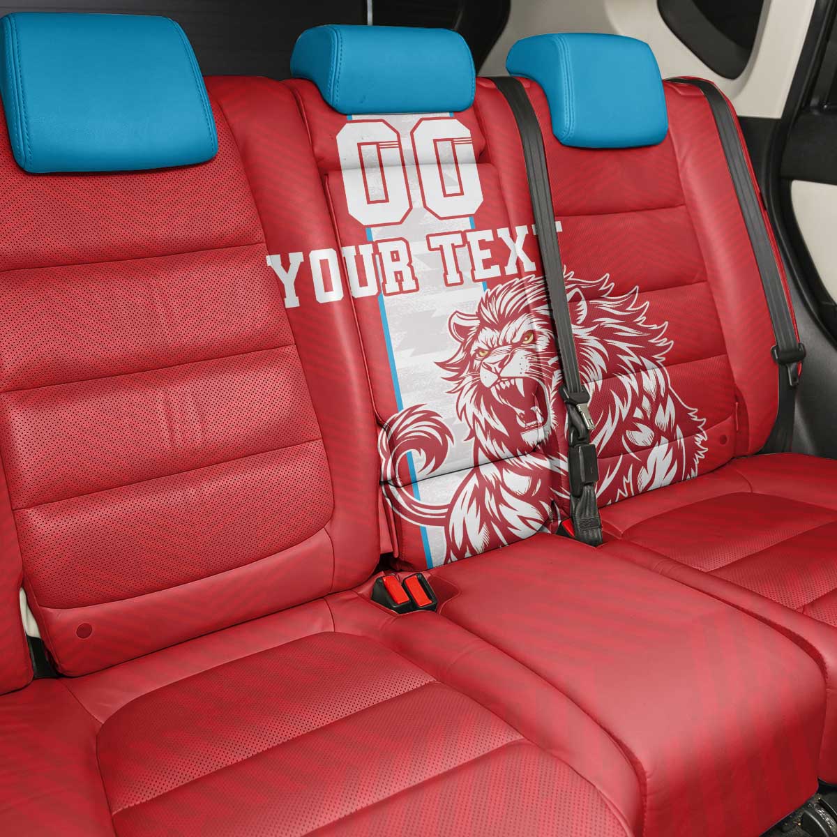 Custom Luxembourg Football Back Car Seat Cover Les Lions Rouges - Wonder Print Shop