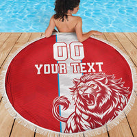 Custom Luxembourg Football Beach Blanket Les Lions Rouges - Wonder Print Shop