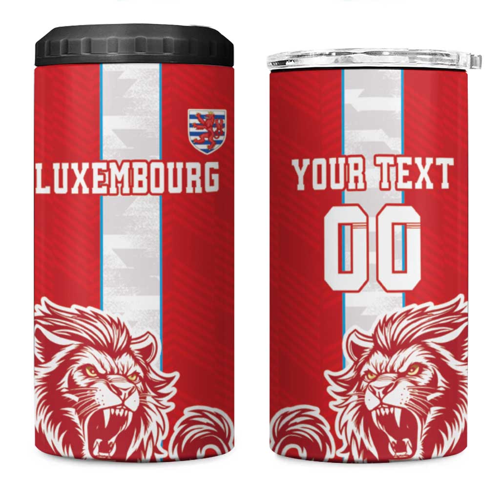 Custom Luxembourg Football 4 in 1 Can Cooler Tumbler Les Lions Rouges - Wonder Print Shop