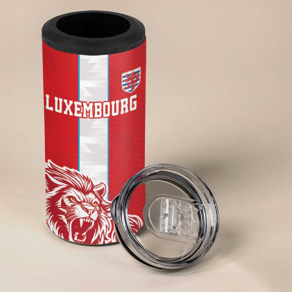 Custom Luxembourg Football 4 in 1 Can Cooler Tumbler Les Lions Rouges - Wonder Print Shop