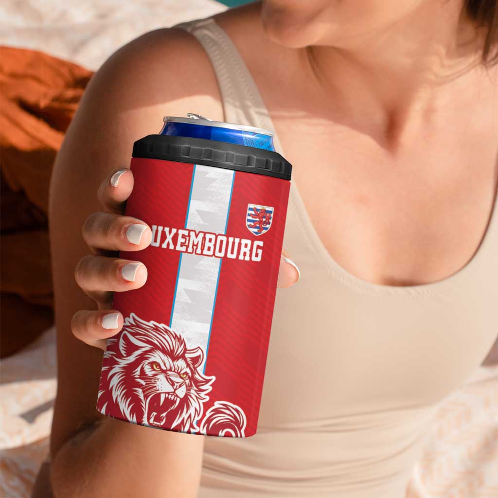 Custom Luxembourg Football 4 in 1 Can Cooler Tumbler Les Lions Rouges - Wonder Print Shop